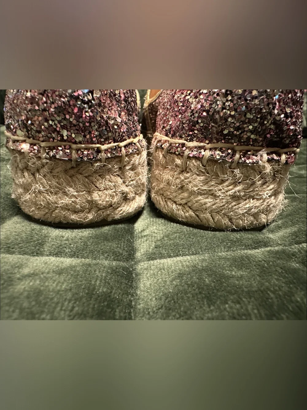 kate spade Glitter Pink Espadrille Flats with Gold Trim